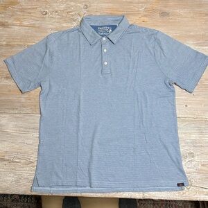 Faherty Men's Polo Cloud Cotton Blue Stripe Shirt XL